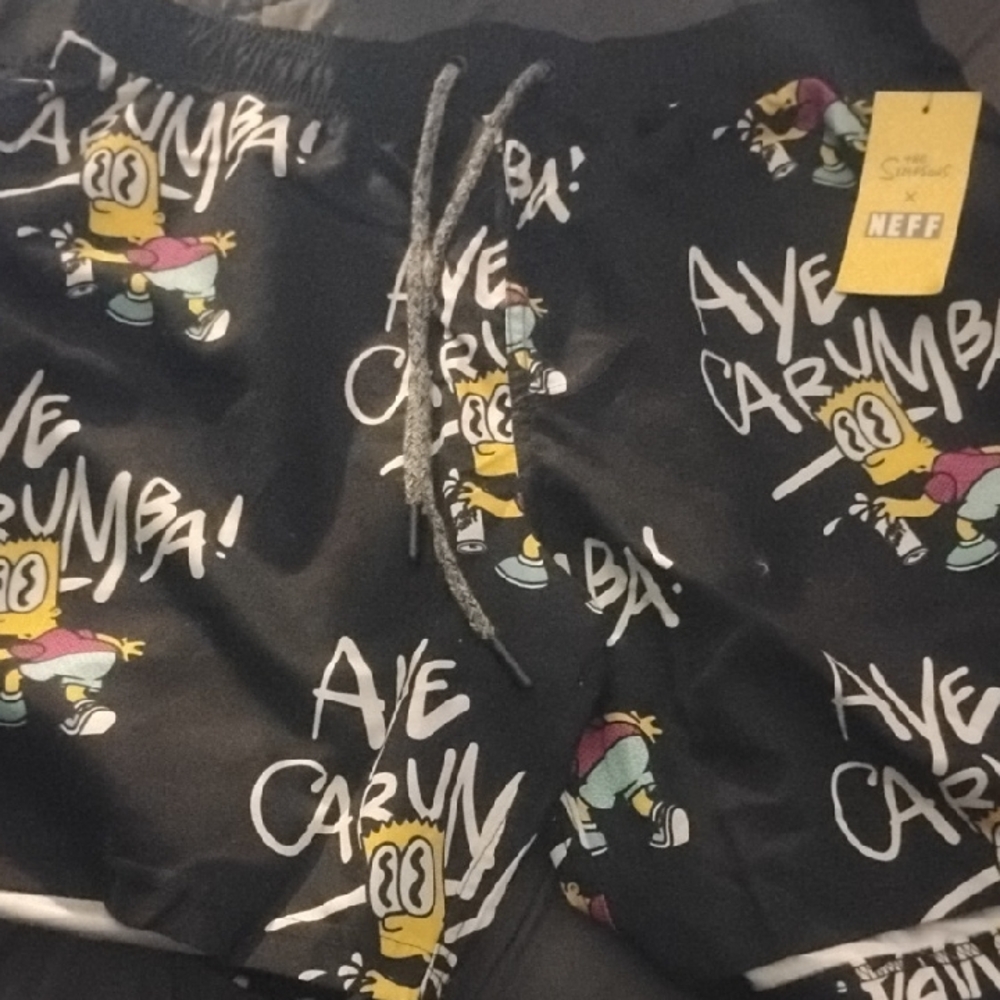 Neff Black Cartoon Graphic Kids Shorts